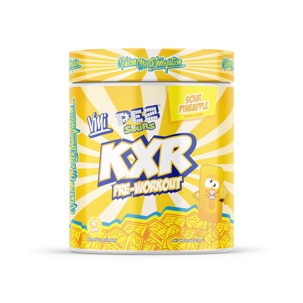 KXR Pre-Workout Energy Powder | Intense Energy Pre-Workout Drink for Men and Women| Improves Performance - Enhanced Focus & Increased Endurance | 30 Servings (PEZ Sour Pineapple)