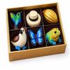 Gourmet Chocolate Gift Box, 6-Piece Assortment, Hummingbird Butterfly Lizard Bird Designs, Gold Packaging view 1