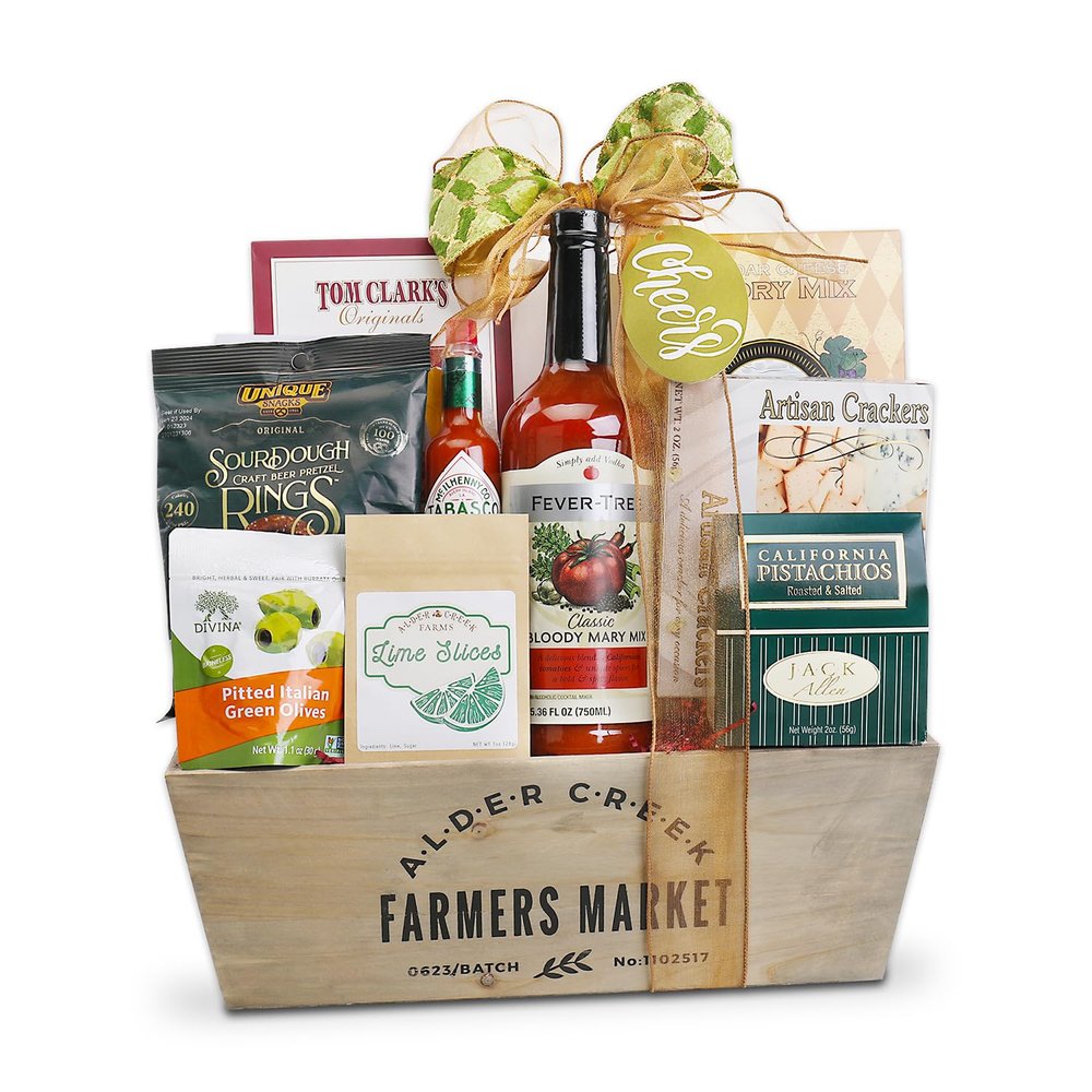 Alder Creek Gift Baskets Farmers Market Bloody Mary Gift for Women, Men, College, Appreciation, Thank You, Birthday, Corporate, Get Well, Sympathy, Thinking of You and more