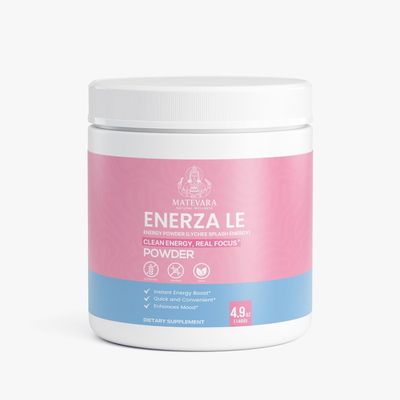 Matevara Enerza LE Energy Powder Lychee Splash | Sugar Free Drink Mix with Green Tea Extract, L-Theanine | Electrolytes & B Vitamins, 140g
