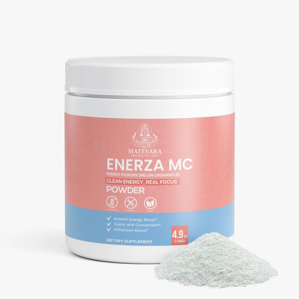 Matevara Enerza MC Energy Powder Melon Creamsicle | Sugar Free Energy Drink Mix with Natural Caffeine, Focus & Hydration Support, 140g