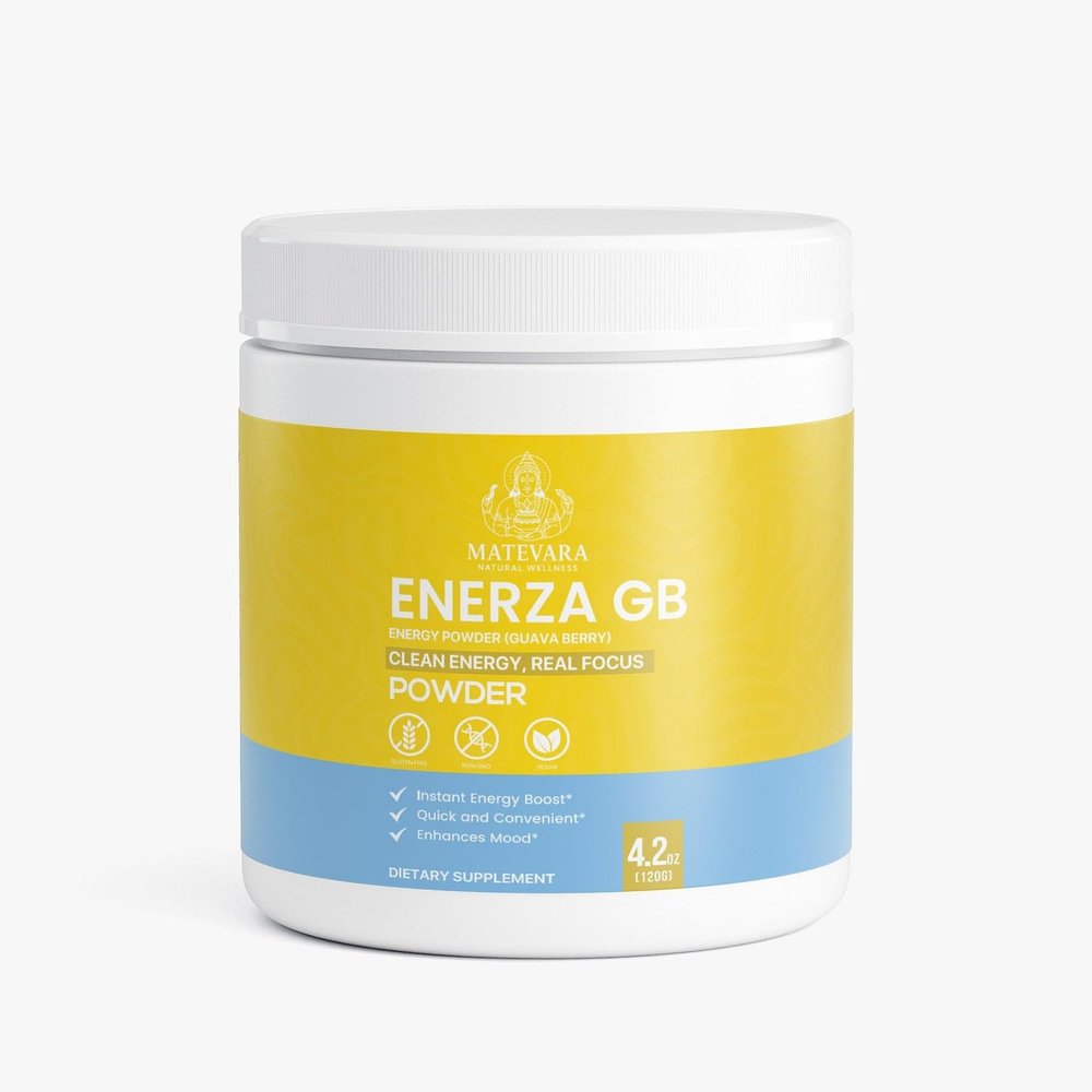 Matevara Enerza GB Energy Powder Guava Berry | Sugar-Free Drink Mix with Natural Caffeine | L-Theanine, Electrolytes & B Vitamins, 120g