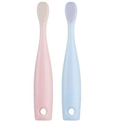 HEALEEP Toothbrush 2pcs Soft Bristle Teeth Nursing Brush with Tongue Cleaner for Babies Oral Care Red and Blue