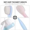 HEALEEP Toothbrush 2pcs Soft Bristle Teeth Nursing Brush with Tongue Cleaner for Babies Oral Care Red and Blue view 3