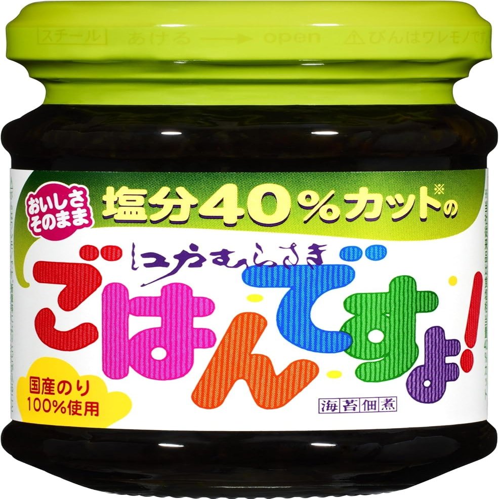 Momoya Gohan Desuyo Laver Boiled in Soy Sauce Nori no Tsukudani Seaweed Reduced Sodium 40% Less Salt Version 105g in Glass Bottle (Pack of 3), MADE IN JAPAN, Limited Stock