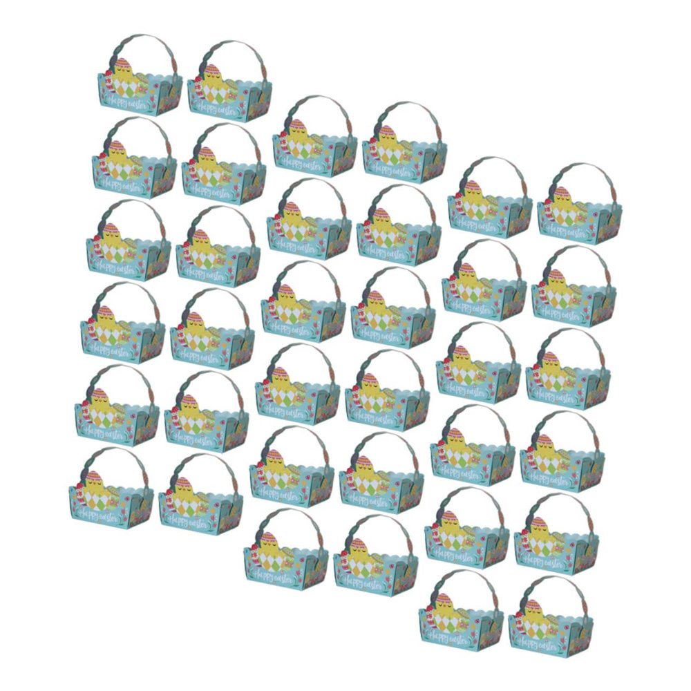 TEHAUX Easter Candy Boxes 50pcs DIY Party Favor Basket Snack Holder Green Floral Boxes for Cookies Sweets Packaging Easter Decor Party Supplies
