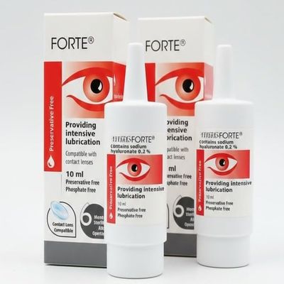 Forte - Double Pack - Preservative Free Lubricating E.y.e Drops - for Treatment of Severe and Persistant Dry E.y.e for Sodium Hyluronate 0.2% - 10ml - 2 Pack