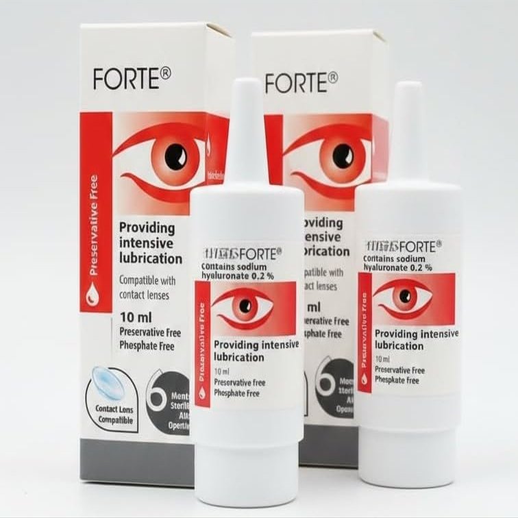 Forte - Double Pack - Preservative Free Lubricating E.y.e Drops - for Treatment of Severe and Persistant Dry E.y.e for Sodium Hyluronate 0.2% - 10ml - 2 Pack