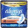 Always Maxi Overnight Feminine Pads with Wings for Women, Size 4, Overnight Absorbency, Unscented, Up to 100% Leak-Free Protection, 72 Count view 1