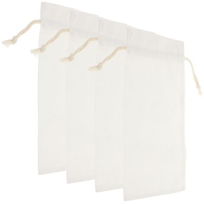 Zerodeko 4pcs Linen Wine Bottle Bags Drawstring Pouch Set 16x35.5cm White Sublimation Blank Wine Carrying Bags for Party Wrapping and Travel