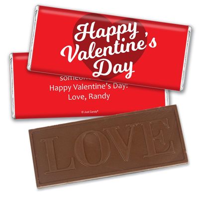 36ct Happy Valentine?s Day LOVE Embossed Personalized Chocolate Candy Bar Favors For Classroom Parties, Custom Gifts, Office Giveaways, Event Candies & More