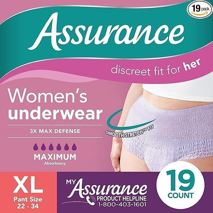 Assurance Women's Incontinence & Postpartum Underwear, XL, Maximum Absorbency (19 Count)