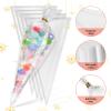 ARTIBETTER Cone Cellophane Candy Bags with Ties 13x25cm, 300pcs Candy Packing Bags with 300 Gold 8cm Twist Ties for Cookie Wrapping and Sweet Treat Storage view 3