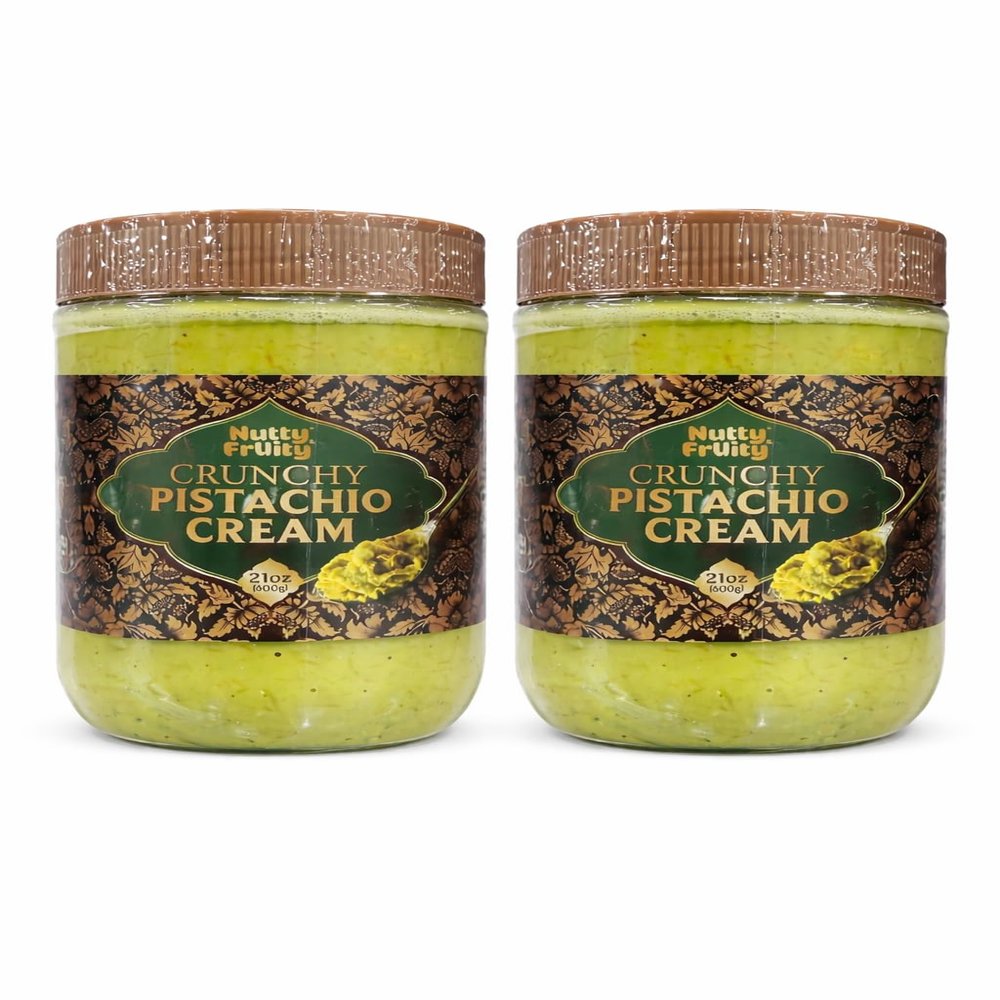 Crunchy Pistachio Cream 21 oz (600g) Each Nutty & Fruity Dubai Style Pistachio Spread with Crispy Kadayif Gourmet Pistachio Dessert Cream Pack of 2