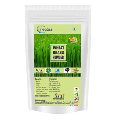 neotea Wheat Grass Powder (Triticum aestivum) Pure Natural Green Superfood Powder Fine Plant-Based Powder for Smoothies & Juices (300 GM(10.58 OZ))