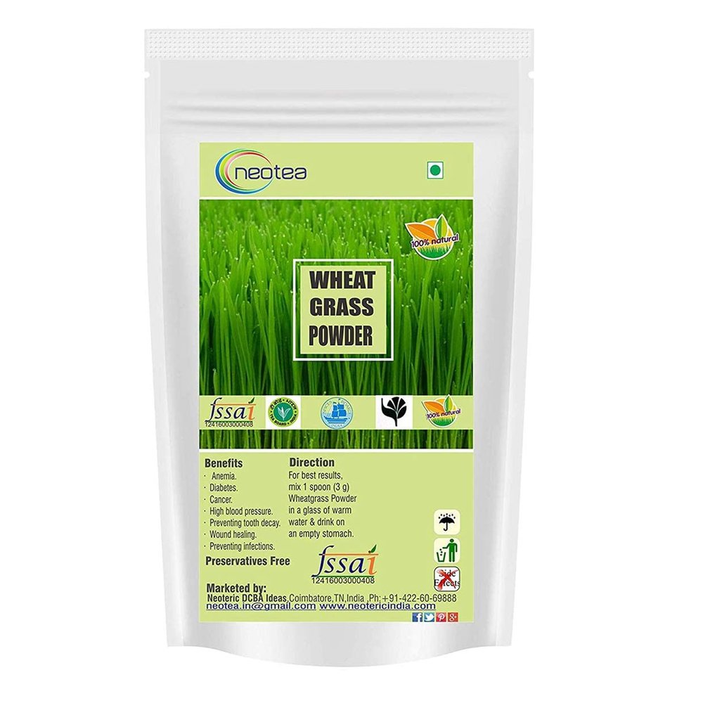 neotea Wheat Grass Powder (Triticum aestivum) Pure Natural Green Superfood Powder Fine Plant-Based Powder for Smoothies & Juices (300 GM(10.58 OZ))