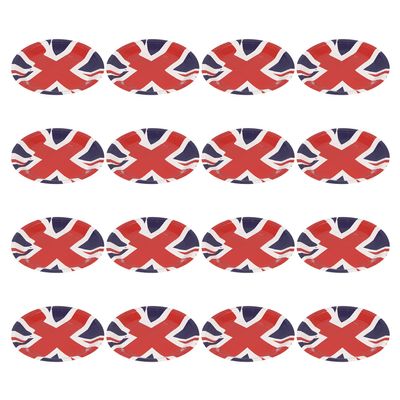 CATIEBYE 16pcs Union Jack Pattern Multi-function Paper Plates 7-inch British Flag Dessert Serving Plates for Festival Party Supplies