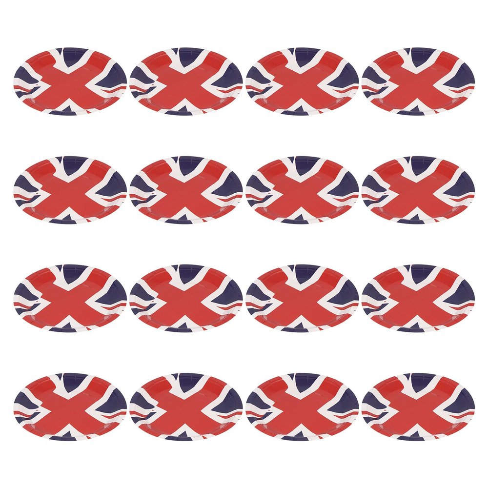 CATIEBYE 16pcs Union Jack Pattern Multi-function Paper Plates 7-inch British Flag Dessert Serving Plates for Festival Party Supplies