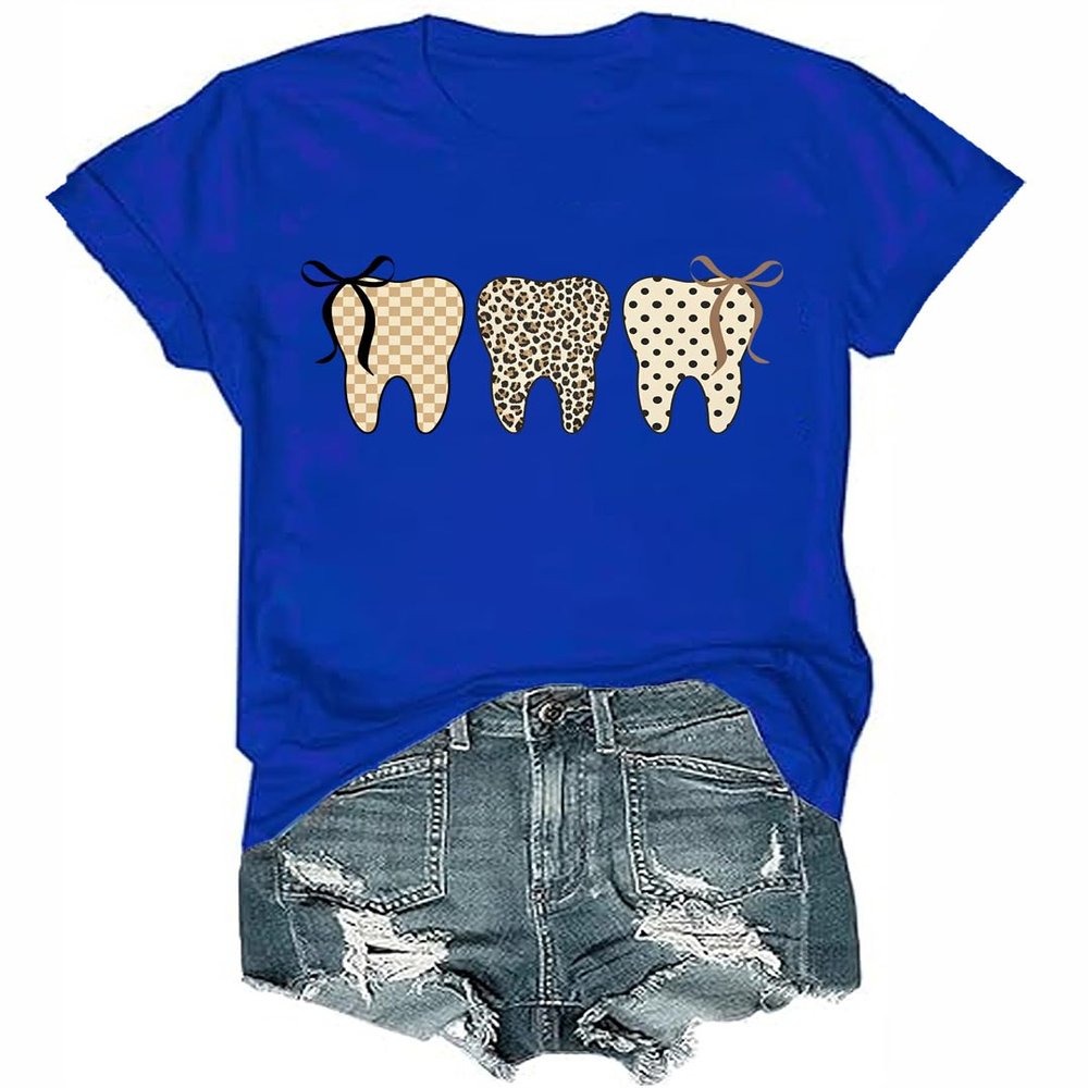 Dental Shirts for Women Dental Assistant Shirt for Women Funny Graphic T-Shirt Royal Blue