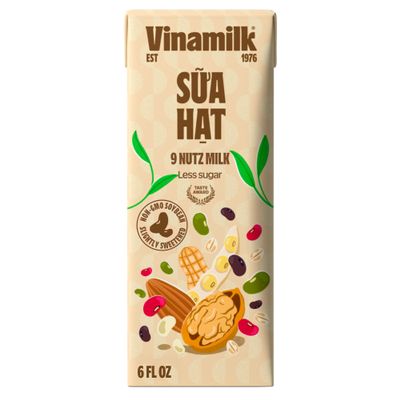 Vinamilk 9 Nutz Plant-Based Milk, Lightly Sweetened, 6 Fl Oz, Pack of 1