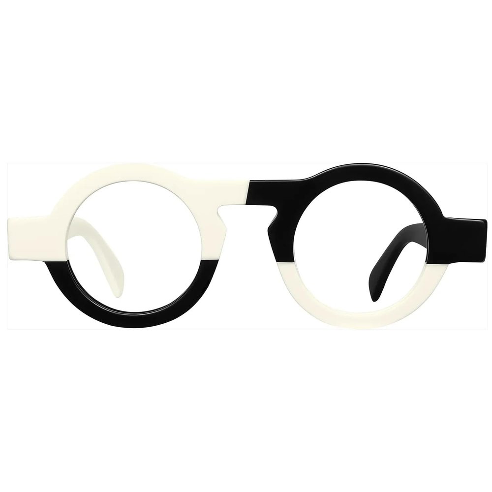 FYTOO Retro Two-Tone Round Acetate Reading Glasses - Blue Light Blocking Readers for Men Women,+1.0to+4.0 Strengths