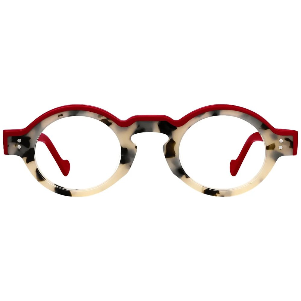 FYTOO Retro Two-Tone Round Acetate Reading Glasses - Blue Light Blocking Readers for Men Women, +1.0 to +4.0