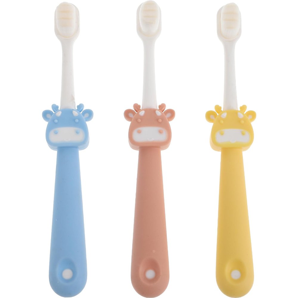 GALPADA 3pcs Soft Bristle Toothbrush Set with Cartoon Deer Design, Extra Soft Bristles for Sensitive Gums, Non-Slip Handle, Suitable for School and Travel Use