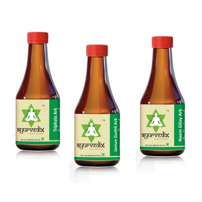 ayurvedix Herbal Support Ark Combo Jamun, Neem Giloy & Triphala | Ayurvedic Wellness Drops | Pack of 3