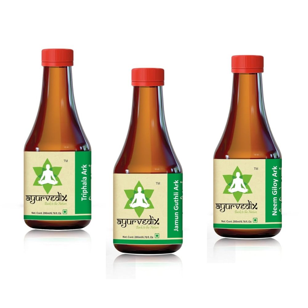 ayurvedix Herbal Support Ark Combo Jamun, Neem Giloy & Triphala | Ayurvedic Wellness Drops | Pack of 3