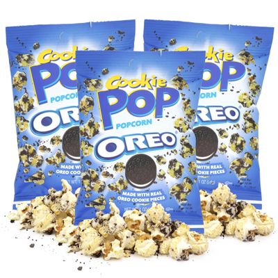 Candy Pop Popcorn, Sweet and Savory Treat with Candy Pieces, Movie Night Snack, 1 Ounces Each (Pack of 3) (Oreo)