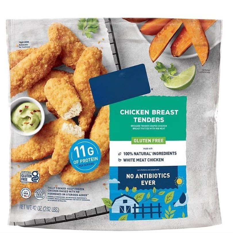 Chicken Breast Tenders are made with boneless chicken breast meat and coated with a tasty breading! Crisp and juicy right out of the oven, these no antibiotics ever chicken tenders are great for the whole family. Serve with fresh fruit and celery sti