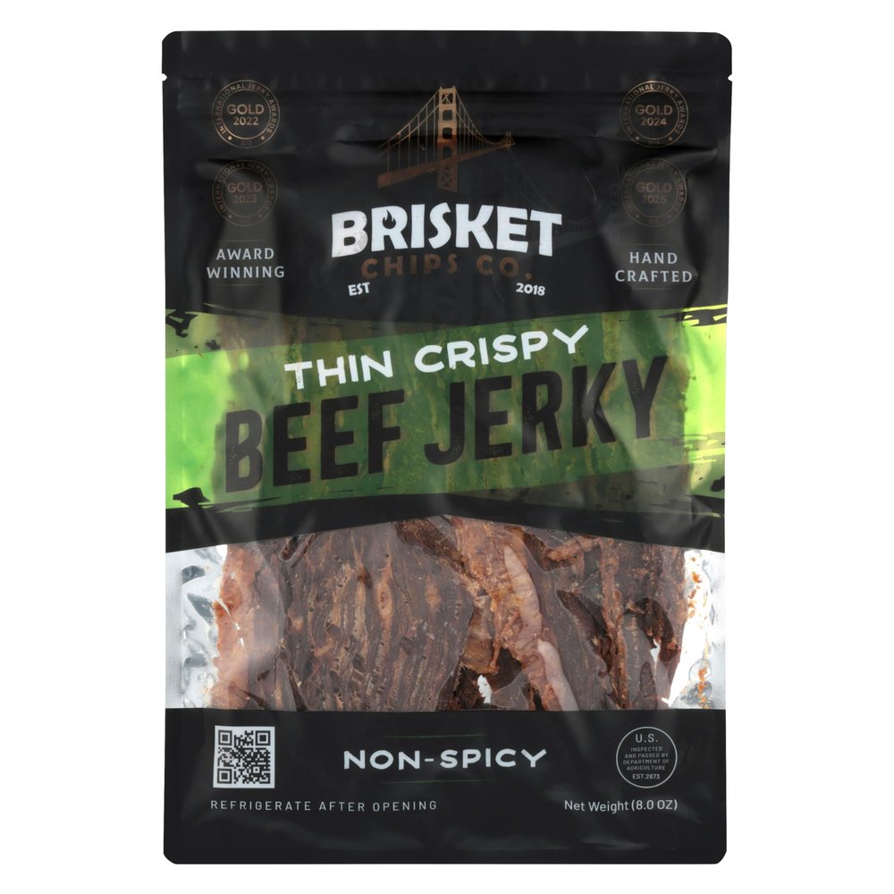 Brisket Chips Co. Non spicy Brisket Chips, Crispy, High Protein, Beef (8oz)