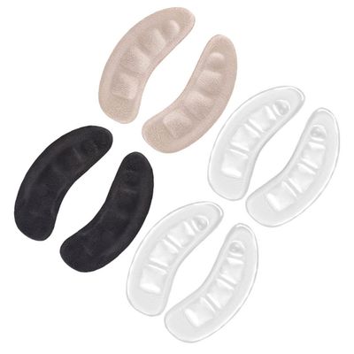 ibasenice Invisible Heel Pads 4 Pairs Set with Self-Adhesive Black Velvet and Skin Tone Cushions for High Heels Inserts for Womens Shoes