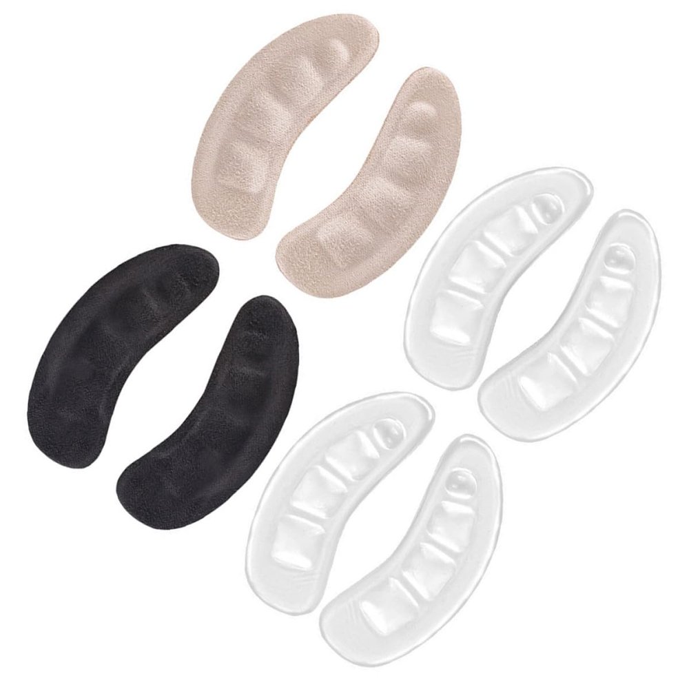 ibasenice Invisible Heel Pads 4 Pairs Set with Self-Adhesive Black Velvet and Skin Tone Cushions for High Heels Inserts for Womens Shoes