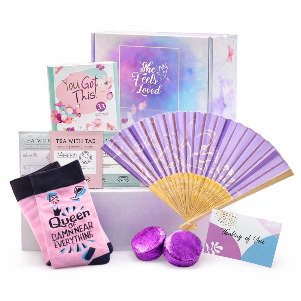 Menopause Gifts for Women Thoughtful Care Package with Affirmation Cards, Self Care Rituals & Fun Socks for Birthday or Mother's Day Gift