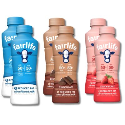 fairlife Ultra-Filtered Milk Variety Pack, 6 x 14 fl oz Bottles, Lactose-Free, High Protein, Reduced Sugar, Chocolate, 2% Original & Strawberry Custom Assortment Packed by VITANEST