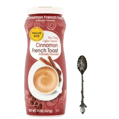 Powdered Coffee Creamer Single Pack, 15 oz with Dumbass Coffee Gem Spoon (Cinnamon French Toast) Gem Spoon