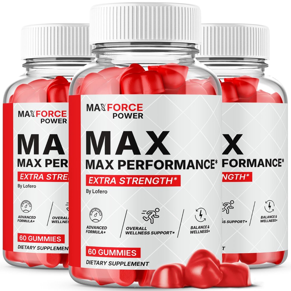 (3 Pack) MaxForce Power Gummys, Gummies For Men Advanced Maximum Strength Premium All-Natural Ingredients Performance Support Formula for Overall Health & Wellness Vitamins Supplement Gomitas (180 ct)