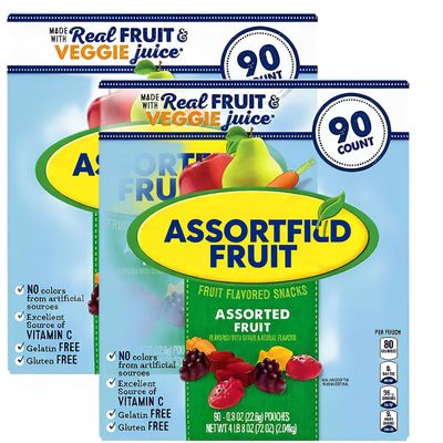 Fruit Flavored assorted Snacks, 90 Count (2 Pack)