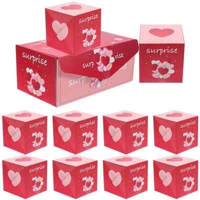 LIFKICH Valentine Party Candy Boxes Set of 10 with Folding Bouncing Boxes and Bag for Birthday Holiday and Romantic Surprise Packaging