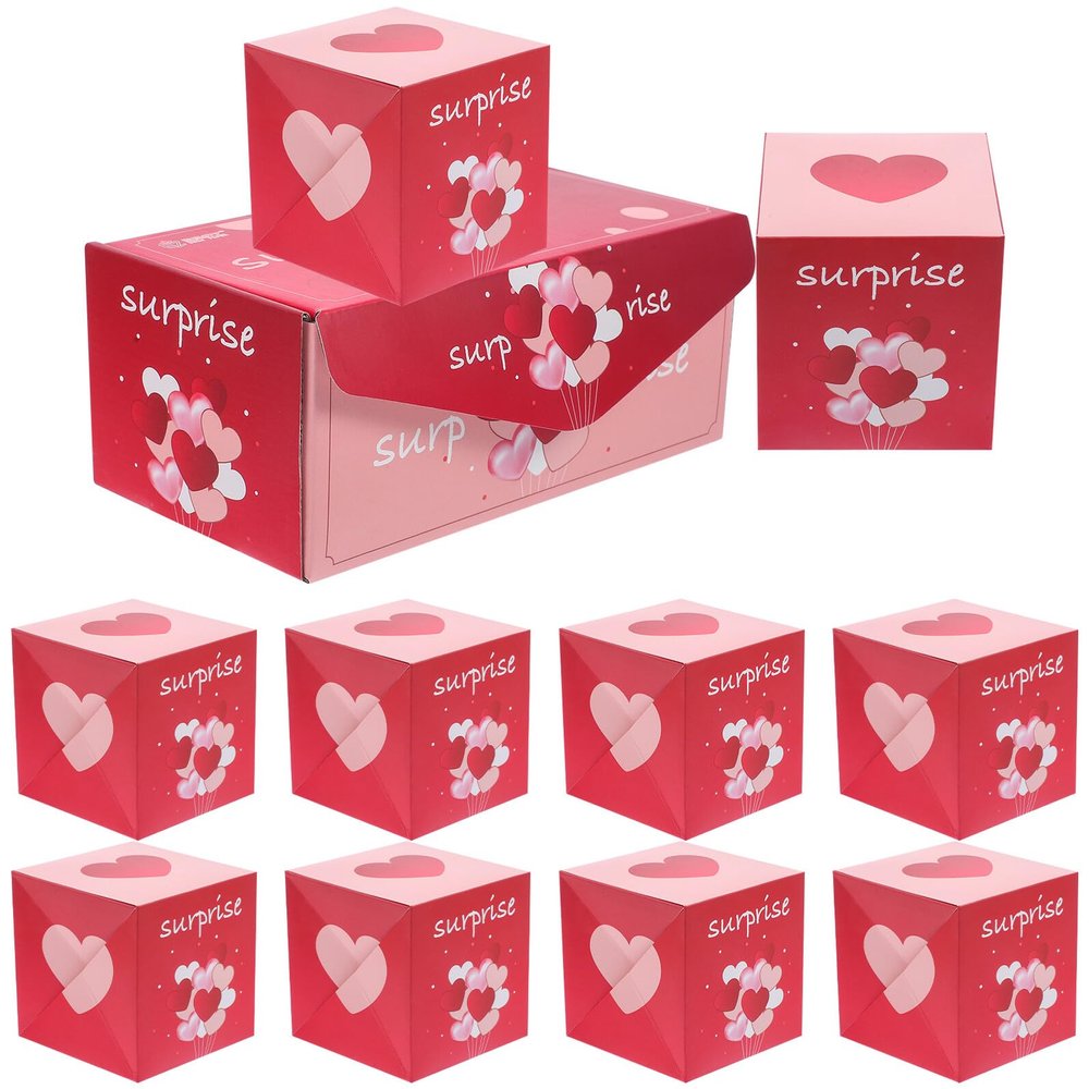 LIFKICH Valentine Party Candy Boxes Set of 10 with Folding Bouncing Boxes and Bag for Birthday Holiday and Romantic Surprise Packaging