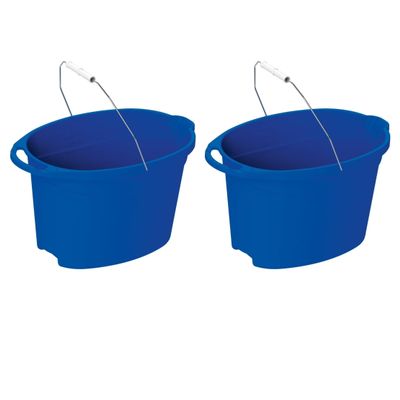 (2 Pack) Plastic 12-Quart Oval Bucket, Blue