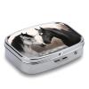 Metal Pill Organizer 2 Compartment Travel Pill Case with Mirror Waterproof & Leak-Proof Black and White Horses Pill Boxes for Daily Meds Vitamins Supplements Fits in Purse Pocket Bag view 3