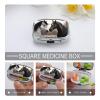 Metal Pill Organizer 2 Compartment Travel Pill Case with Mirror Waterproof & Leak-Proof Black and White Horses Pill Boxes for Daily Meds Vitamins Supplements Fits in Purse Pocket Bag view 4