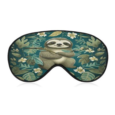 Adorable Sloth Sleep Mask for Men Women Complete Light Blocking Sleep Shade Cover Soft Breathable Comfortable Blindfold Night Eye Cover Adjustable Band Eye Mask for Sleeping