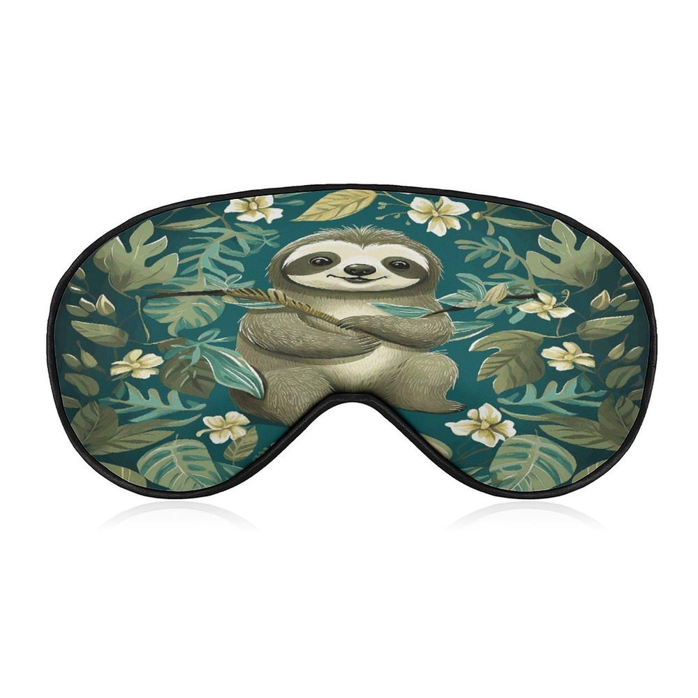 Adorable Sloth Sleep Mask for Men Women Complete Light Blocking Sleep Shade Cover Soft Breathable Comfortable Blindfold Night Eye Cover Adjustable Band Eye Mask for Sleeping