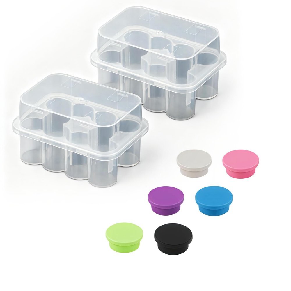 2 Pcs Peptide Case for Fridge,and 6 Pcs 3ml Vials Protective Vial Caps, Organizer Compact Portable Durable Storage Box,Peptide Holder, Storage Box Portable Compact Design