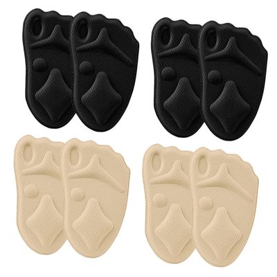 DINHEAROM 4 Pairs High-Heel Insoles and Front Palm Cushions, 4d Sponge Half Sole Mats for Relief, Soft Comfortable Shoe Pads for Women's High Heels, Invisible Non-Slip Inserts for Foot