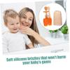 WRITWAA Silicone Toothbrush 3pcs Tongue Cleaning Tool Oral Cleaner Soft Toothbrush for Newborns Oral Care in Warm Orange view 3