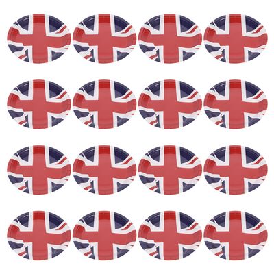 NULYLU Union Jack Disposable Paper Plates 7-inch, 16pcs British Flag Party Plates for Festival, Dessert Serving, and Outdoor Celebrations